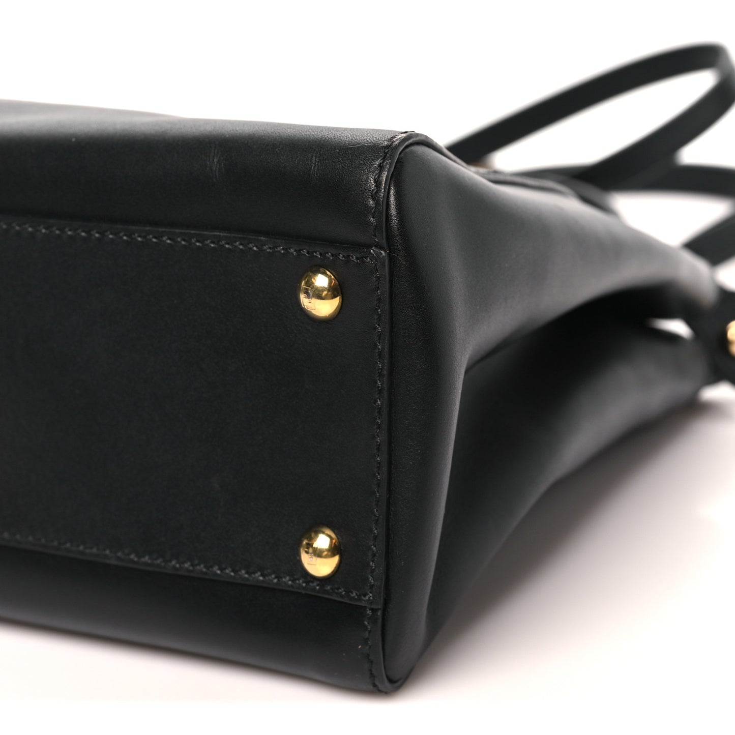 Vitello Morgan Shiny Nappa Medium Peekaboo Iconic Satchel Black Rosa Plaster