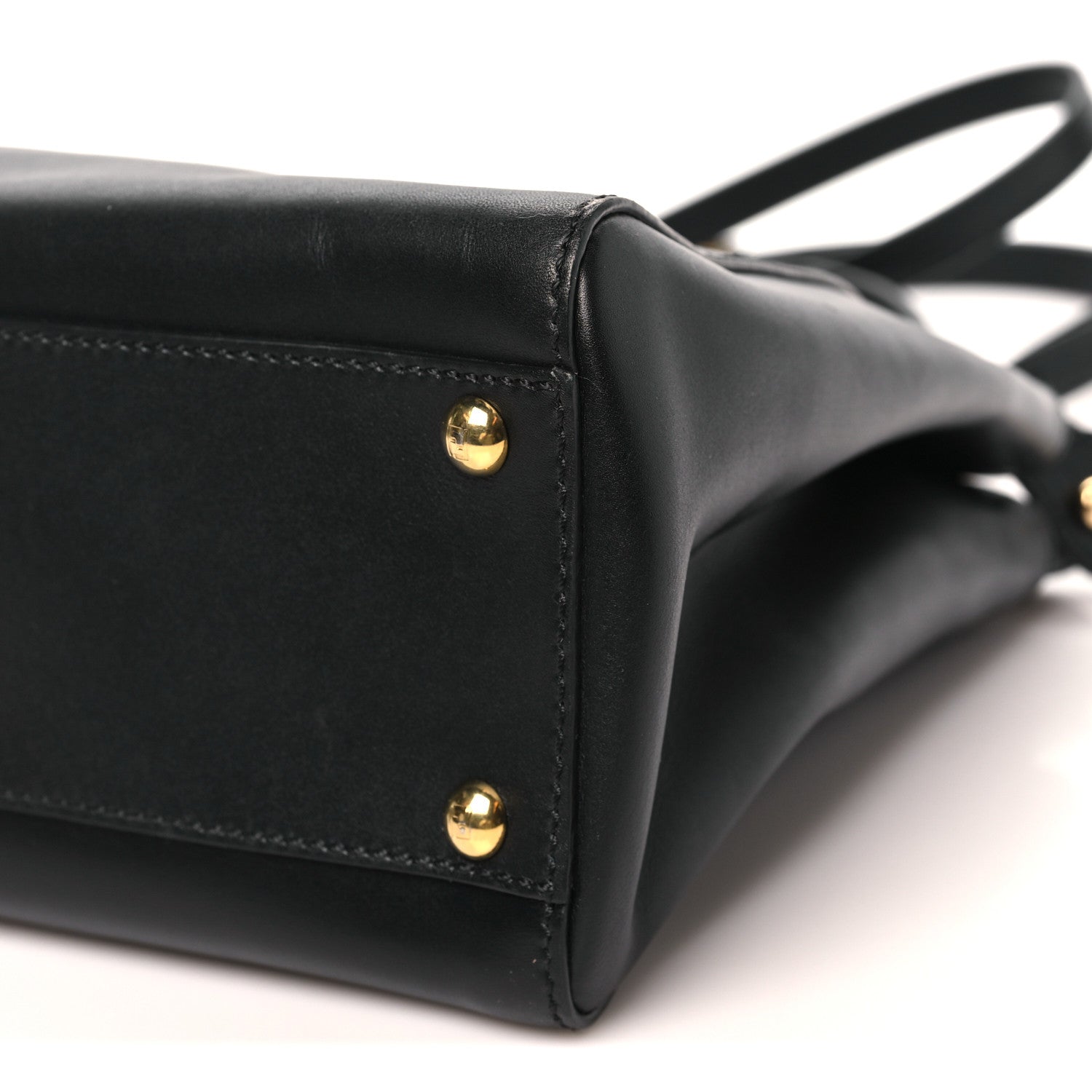 Fendi Vitello Morgan Shiny Nappa Medium Peekaboo Iconic Satchel Black Rosa Plaster 10 of 10