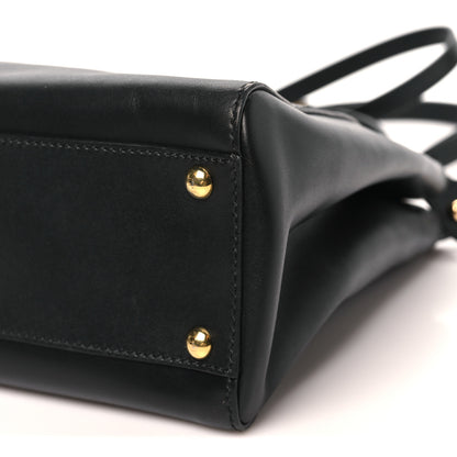 Fendi Vitello Morgan Shiny Nappa Medium Peekaboo Iconic Satchel Black Rosa Plaster 10 of 10