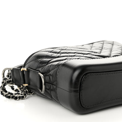 Chanel Aged Calfskin Chevron Quilted Small Gabrielle Hobo Black 9 of 10