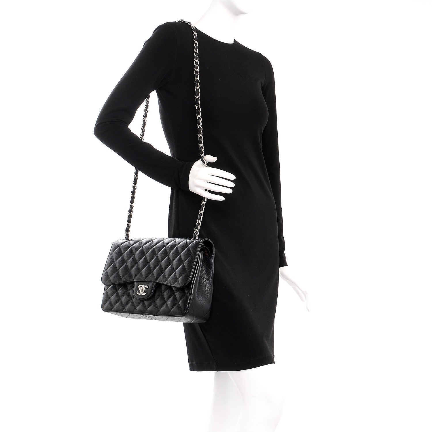 Chanel Caviar Quilted Jumbo Double Flap Black 2 of 9