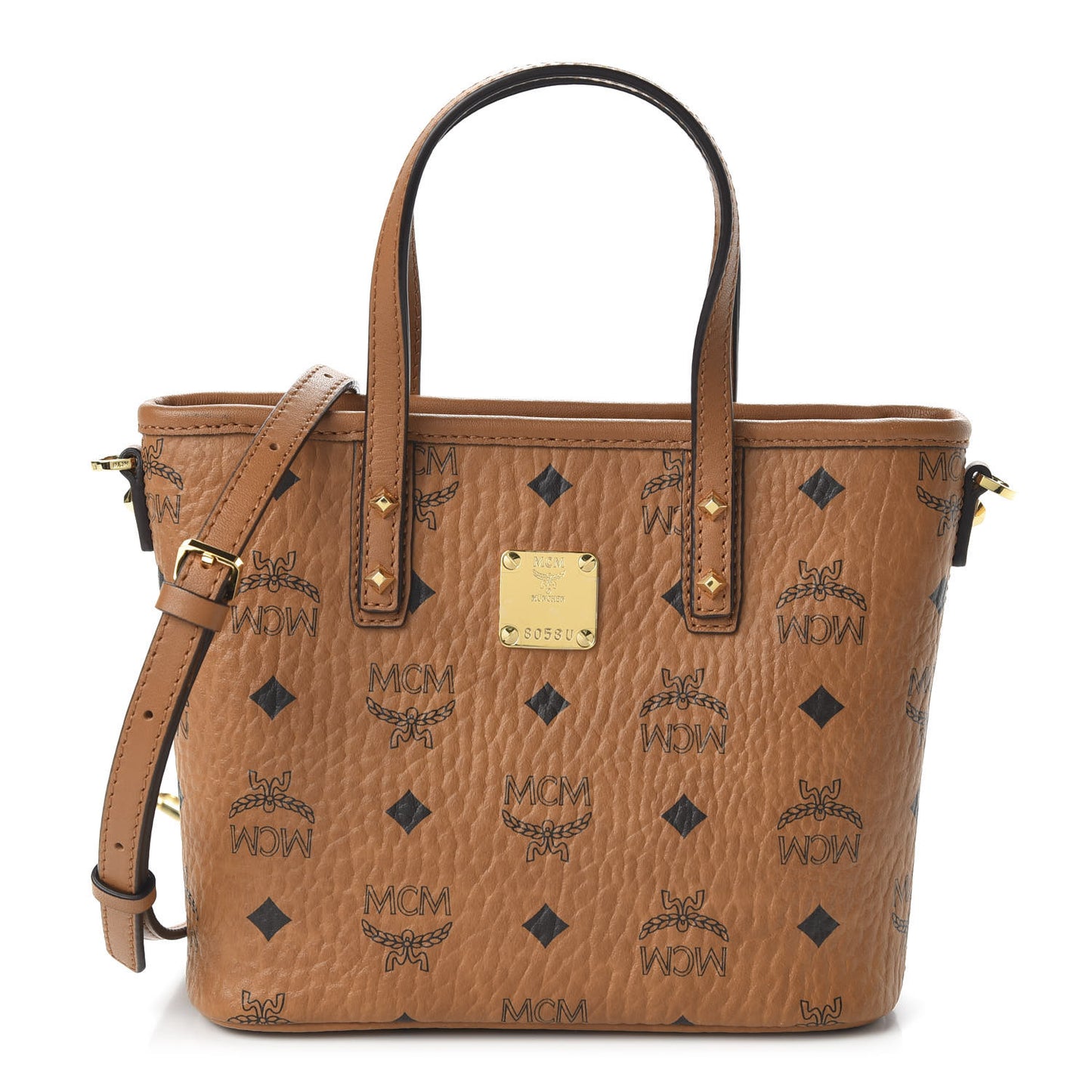 Visetos Mini Anya Top Zip Shopper Tote Cognac