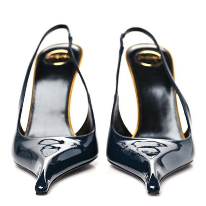 Saint Laurent Vernice Seta Slingback Pumps 38 Overnight 38 Blue 3 of 9