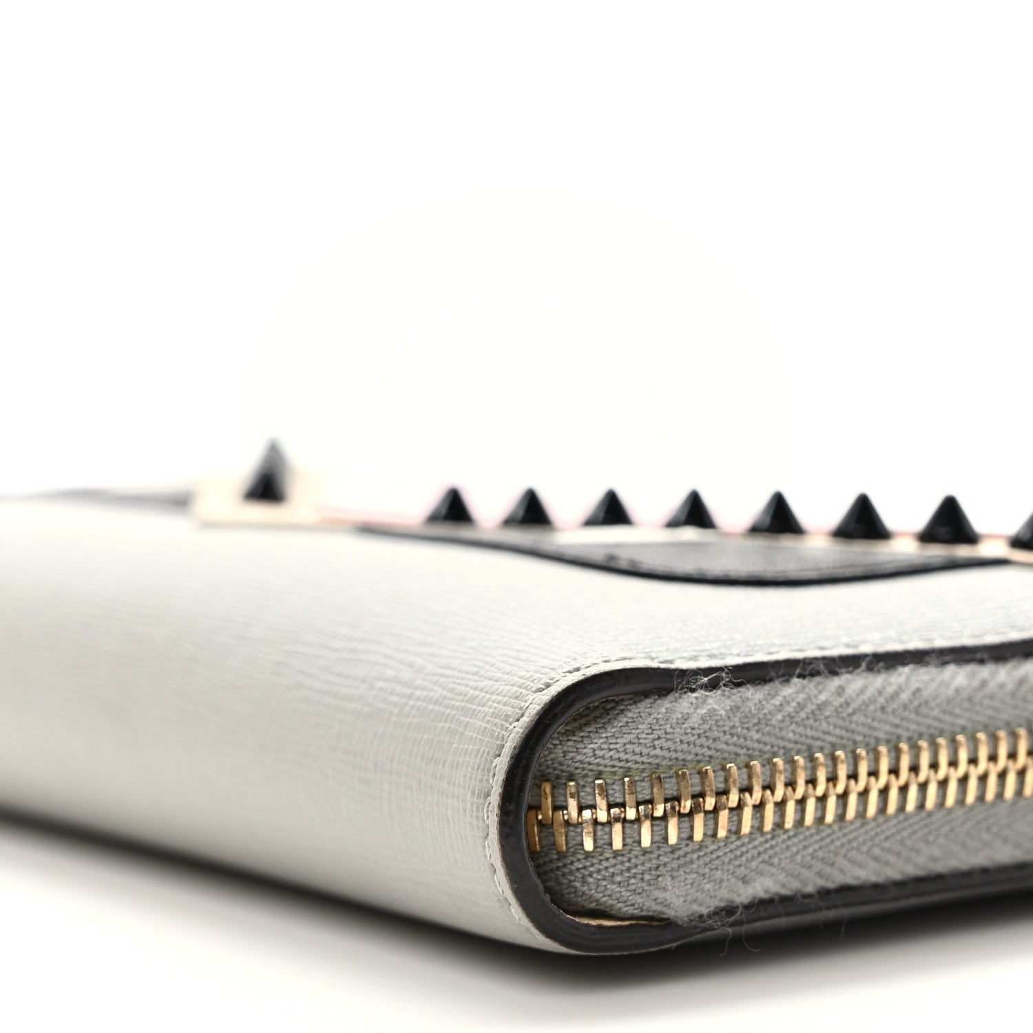 Fendi Vitello Elite Monster Eyes Studded Zip Around Wallet Ghiaccio Black Multicolor 8 of 9