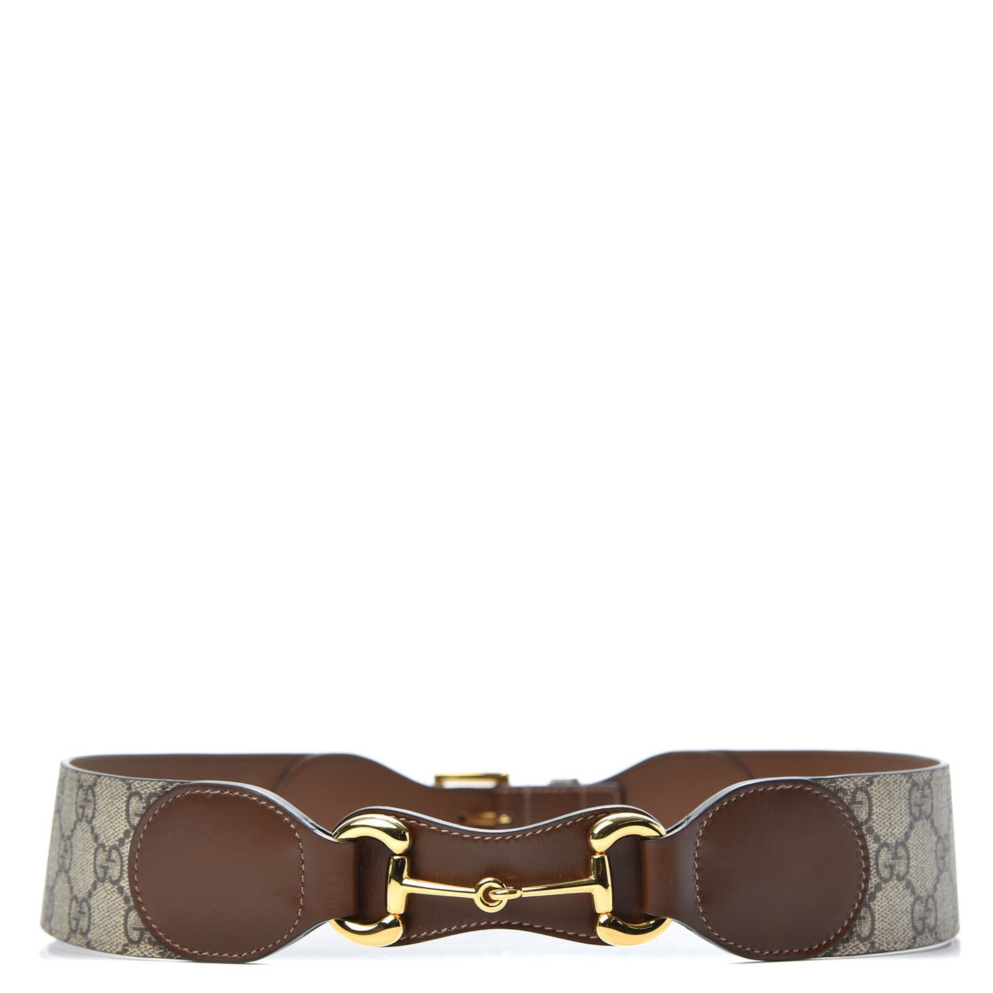 Efesto Leather GG Supreme Monogram Horsebit 50/25mm Belt 90 36 Brown Sugar Beige Ebony