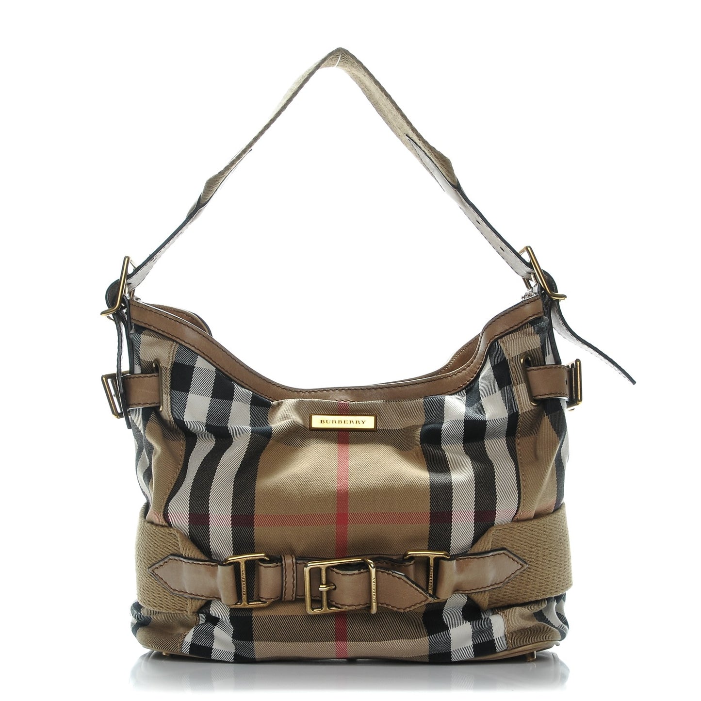 Canvas House Check Small Parsons Hobo Dark Stone