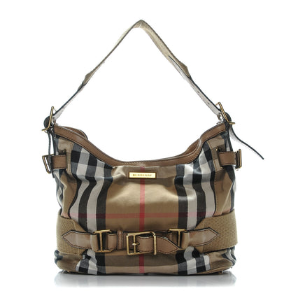 Burberry Canvas House Check Small Parsons Hobo Dark Stone 1 of 11