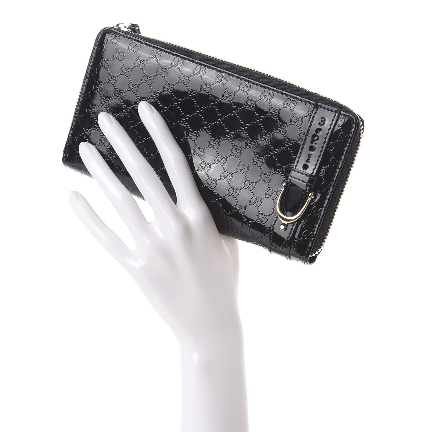 Patent Microguccissima Nice Zip Around Wallet Black