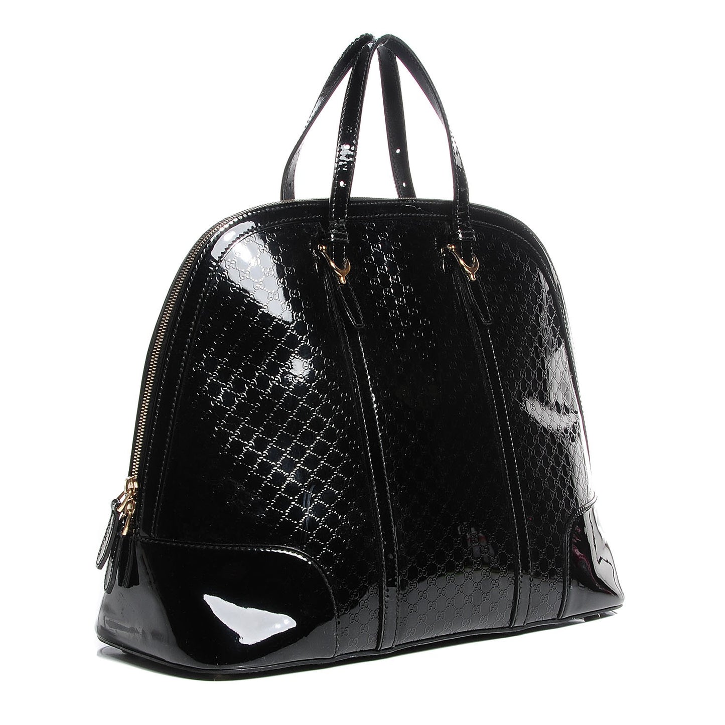 Patent Microguccissima Large Nice Top Handle Dome Bag Black