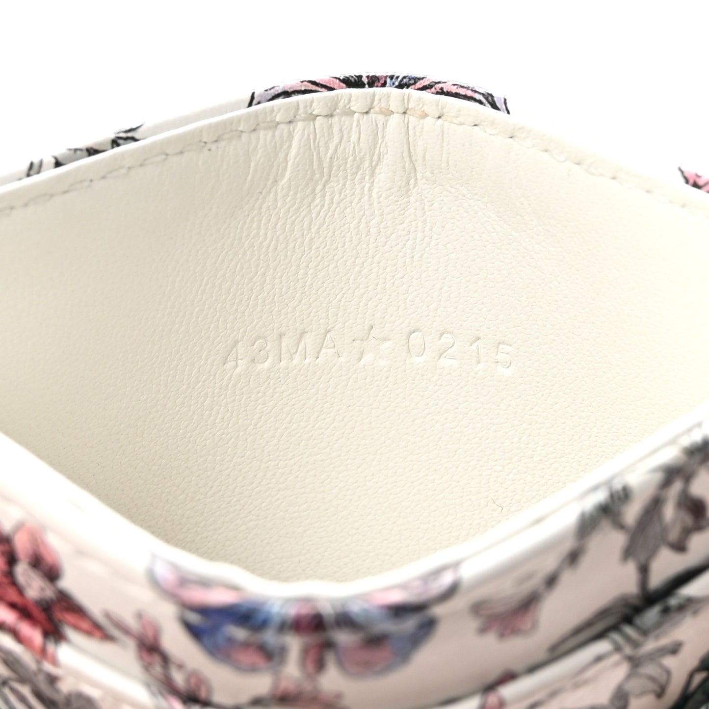 Calfskin Butterfly Printed Caro Five-Slot Card Holder White Multicolor