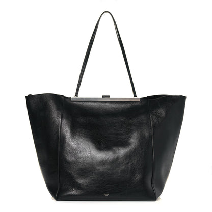 Celine Calfskin Large Clasp Cabas Black 1 of 19