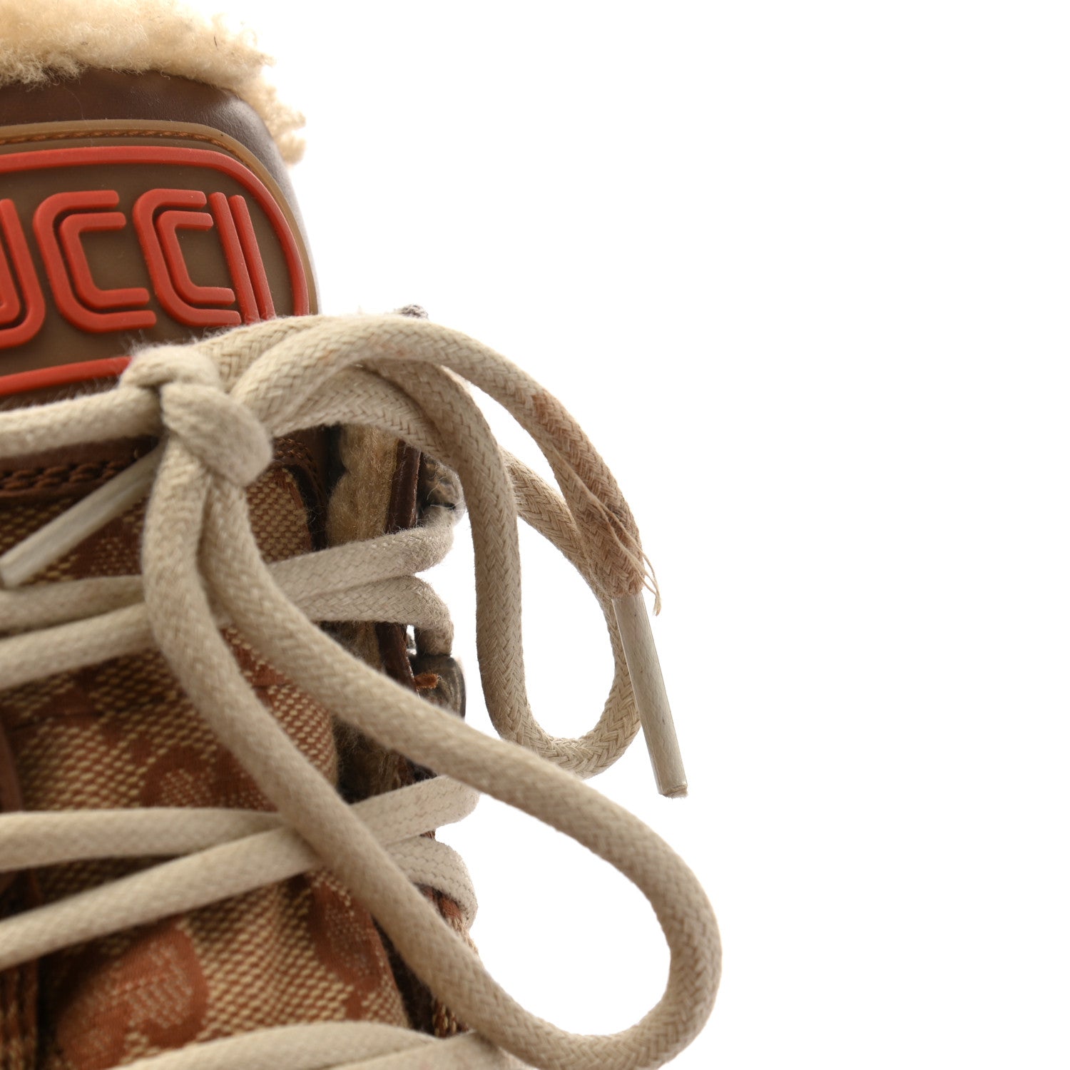 Gucci X SEGA Suede Shearling Calfskin GG Monogram Womens Flashtrek High-Top Sneakers 36 New Cuir Beige Ruggine 8 of 8