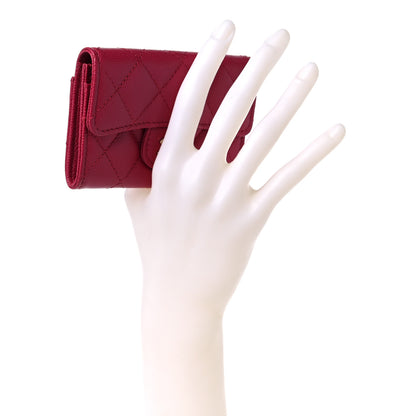 Chanel Caviar Quilted Flap Card Holder Wallet Dark Pink 2 of 9
