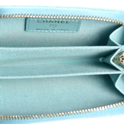 Chanel Caviar Quilted Zip Coin Purse Light Blue 5 of 8