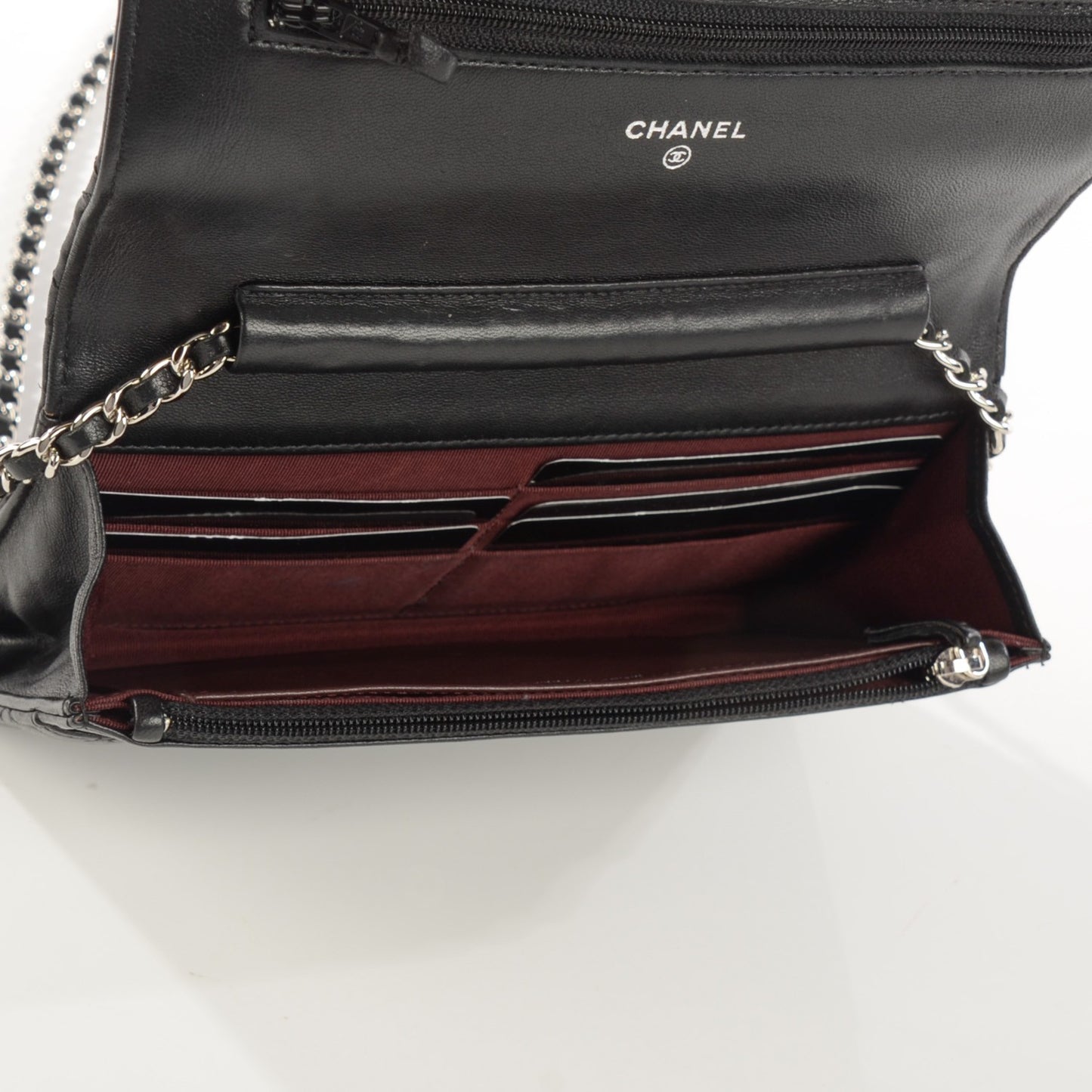 Lambskin Quilted Wallet On Chain WOC Black