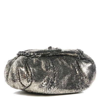 Chanel Metallic Python Midnight Stones Clutch Silver 3 of 9