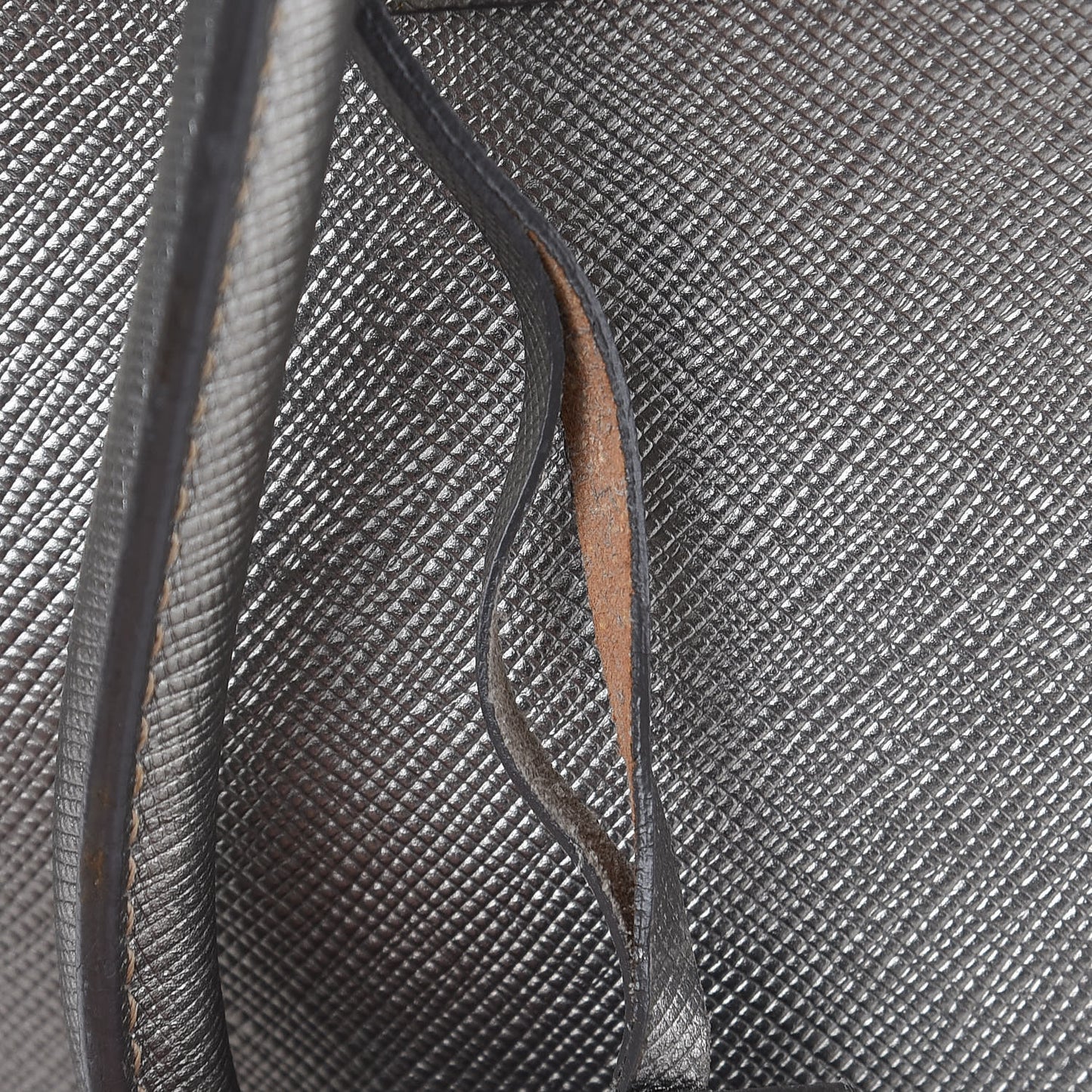 Metallic Saffiano Lux Bowler Silver