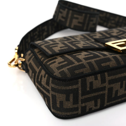 Fendi Fabric Jacquard FF 1974 Medium Baguette Tobacco Moro Black 8 of 9