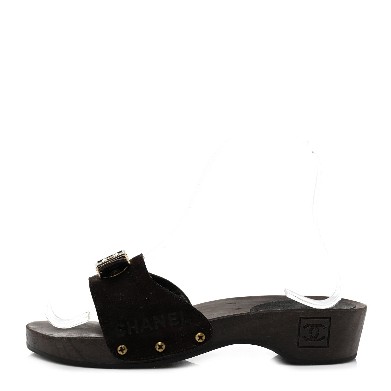 Chanel Suede CC Buckle Clogs 36 Dark Brown 1 of 7