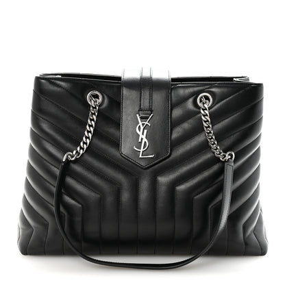 Saint Laurent Calfskin Y Quilted Monogram Large Loulou Shopper Black 1 of 9