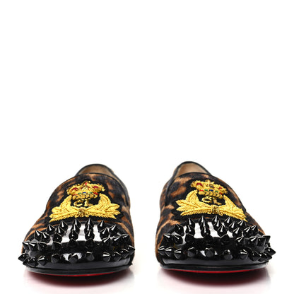 Christian Louboutin Pony Hair Print Spikes Womens Intern Flat Loafers 36 Leopard Black 2 of 11