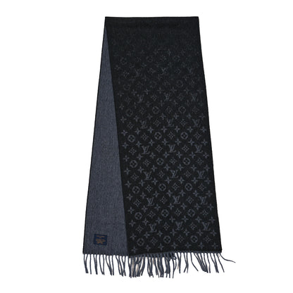 Louis Vuitton Cashmere Wool Monogram Gradient Scarf Black 2 of 3