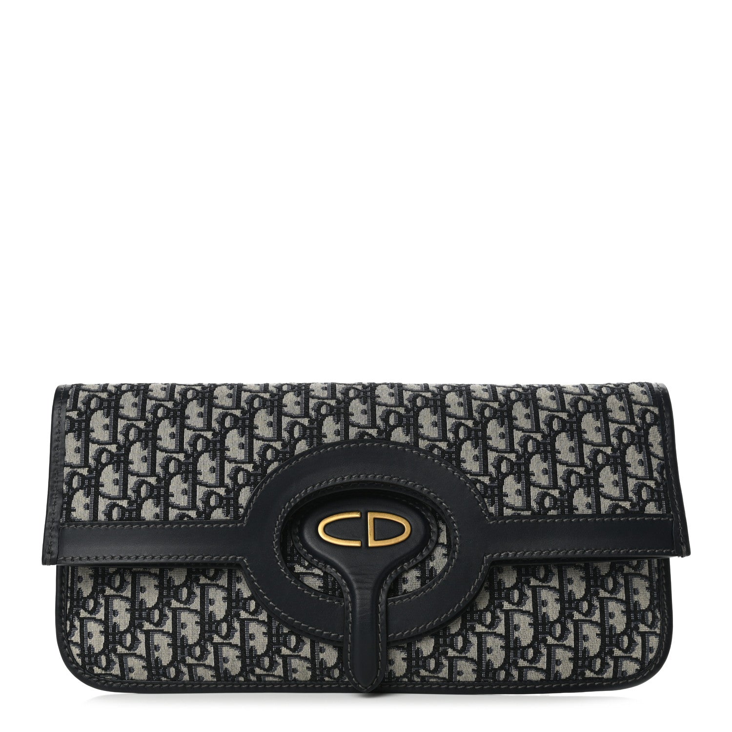 Christian Dior Oblique Fold Over Clutch Blue 1 of 9