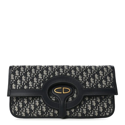 Christian Dior Oblique Fold Over Clutch Blue 1 of 9