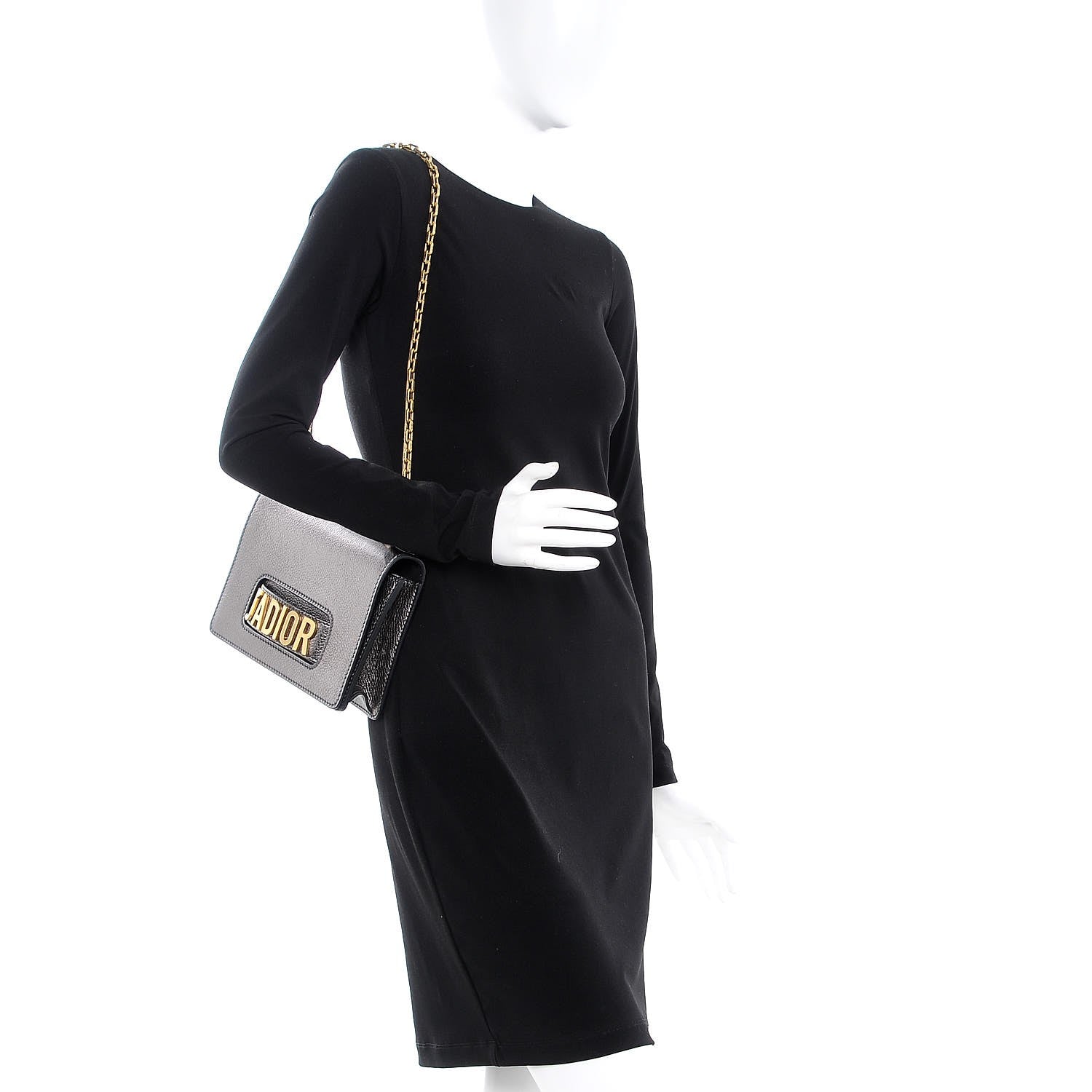 Christian Dior Metallic Grained Calfskin J'Adior Chain Flap Bag Gunmetal 2 of 7