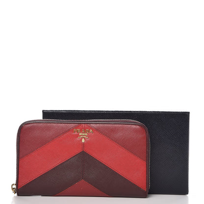 Prada Saffiano Chevron Zip Around Wallet Rubino 10 of 10
