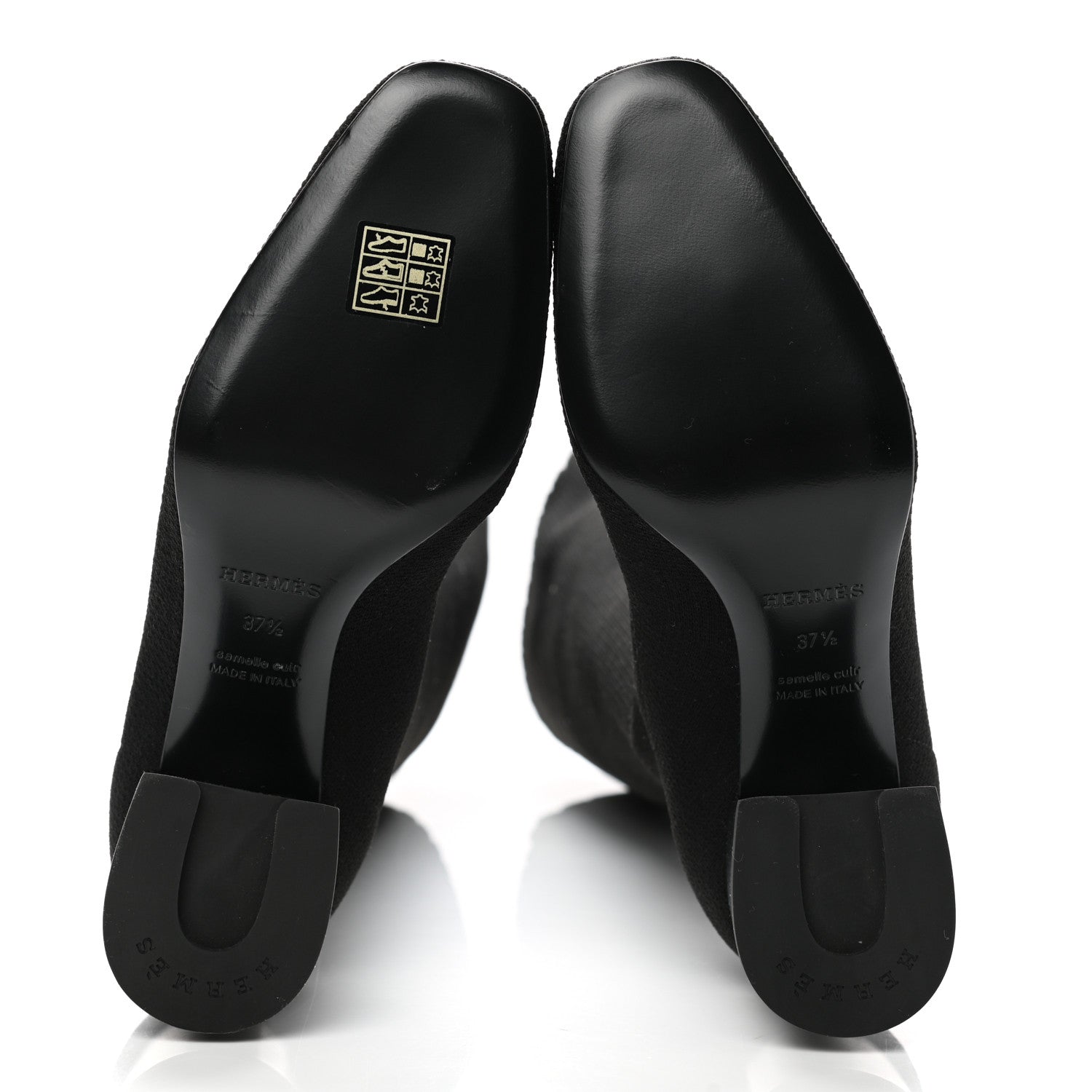 Hermes Knit Calfskin Fontaine 60 Boots 37.5 Black 5 of 9