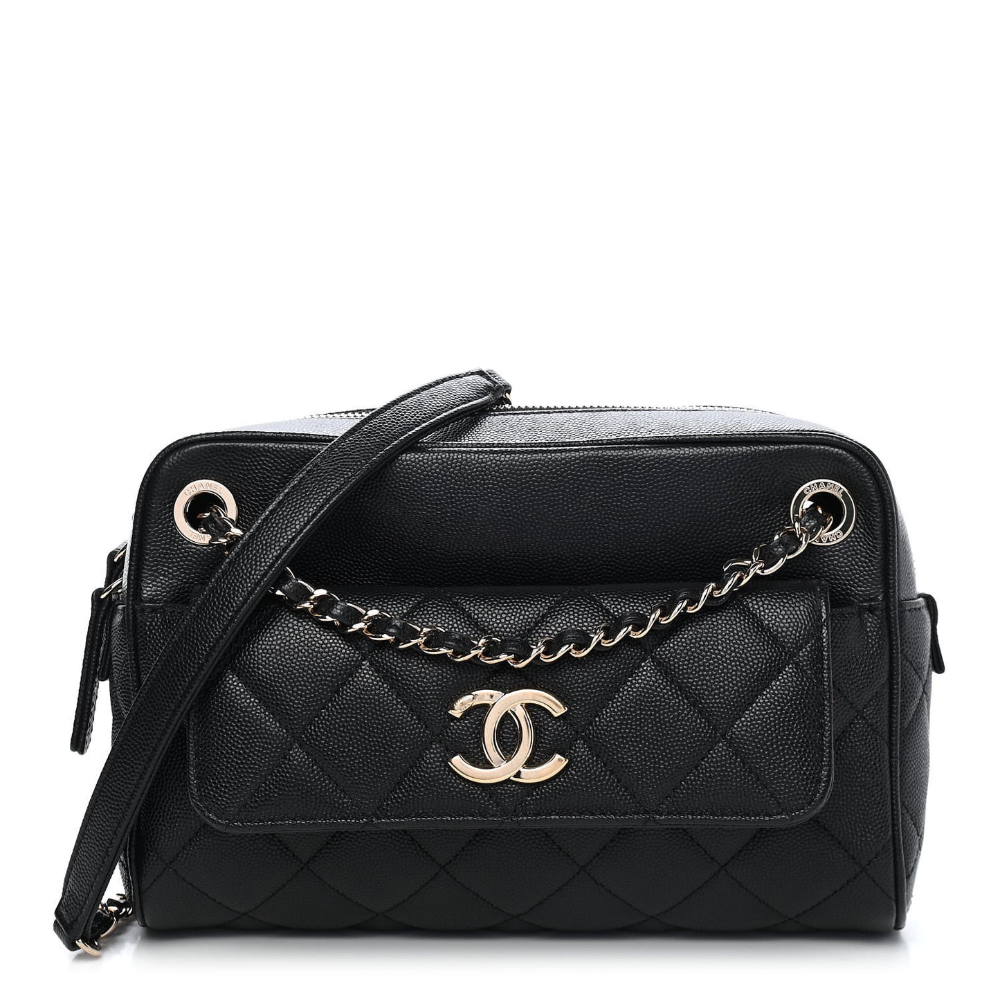 Caviar Quilted Small In & Out Camera Case Black