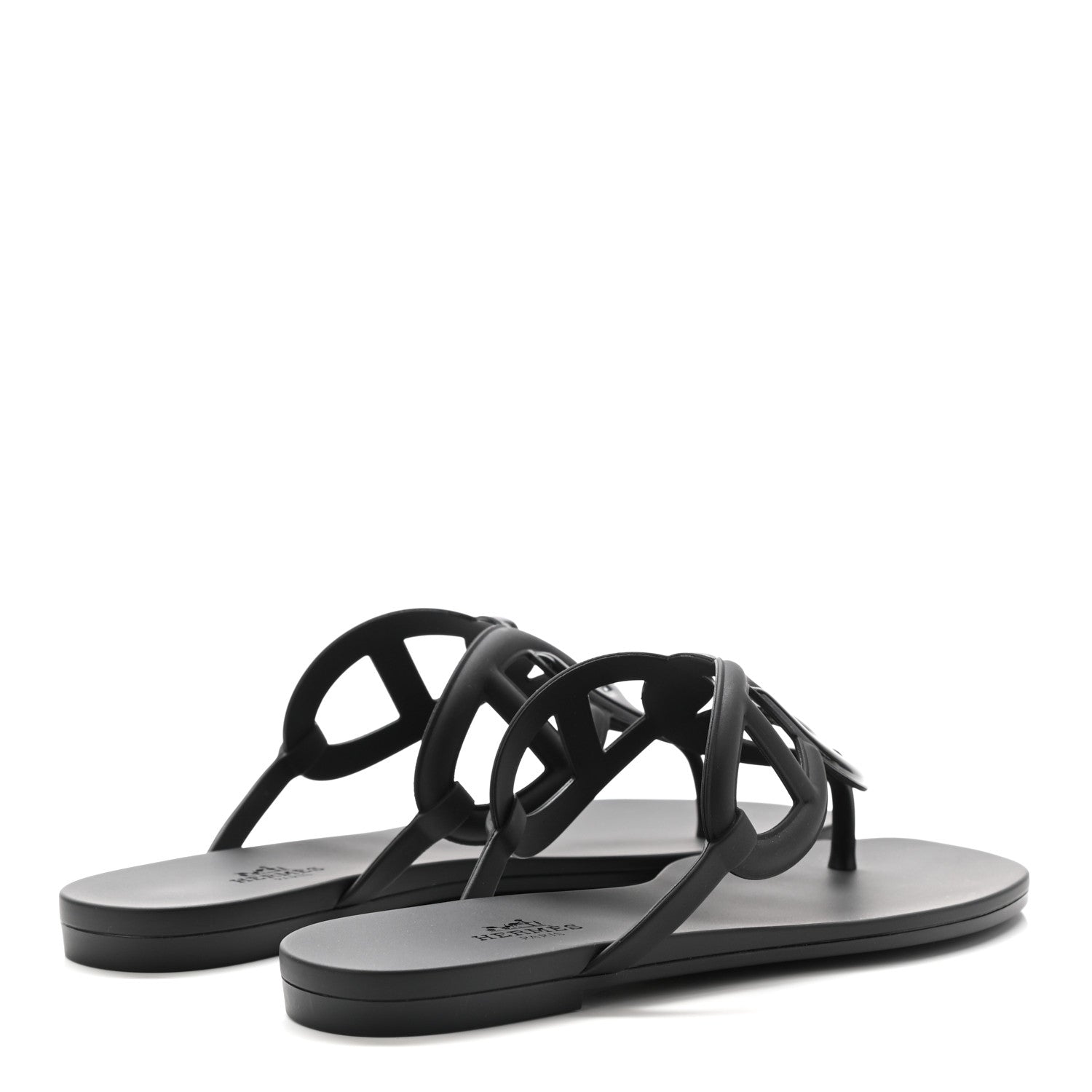 Hermes Rubber Womens Egerie Sandals 37 Black 4 of 7