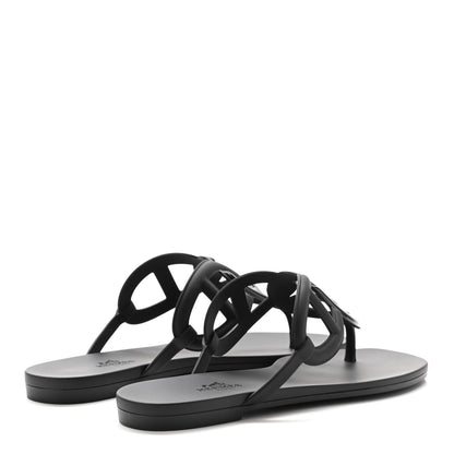 Hermes Rubber Womens Egerie Sandals 37 Black 4 of 7
