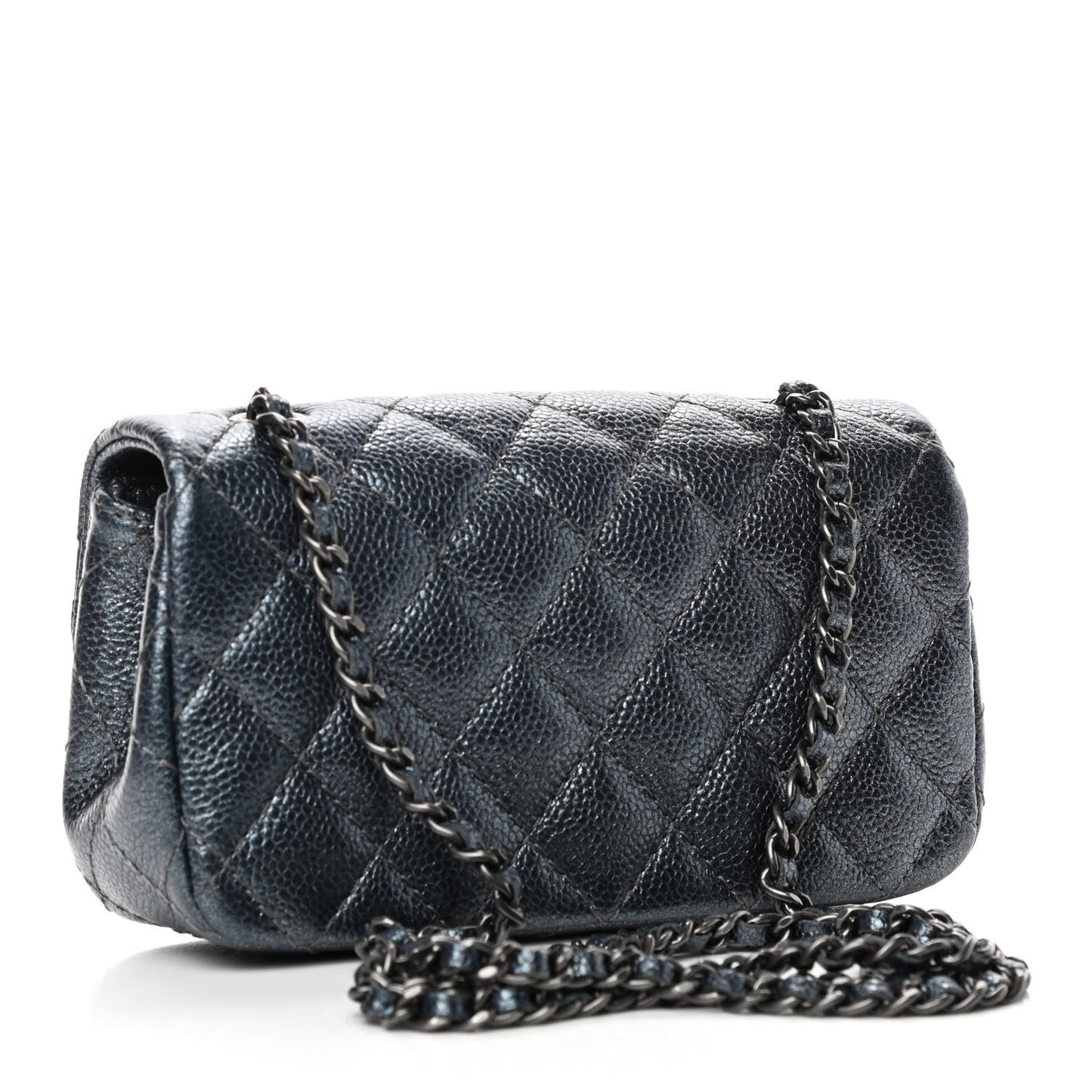 Metallic Caviar Quilted Extra Mini Flap Charcoal