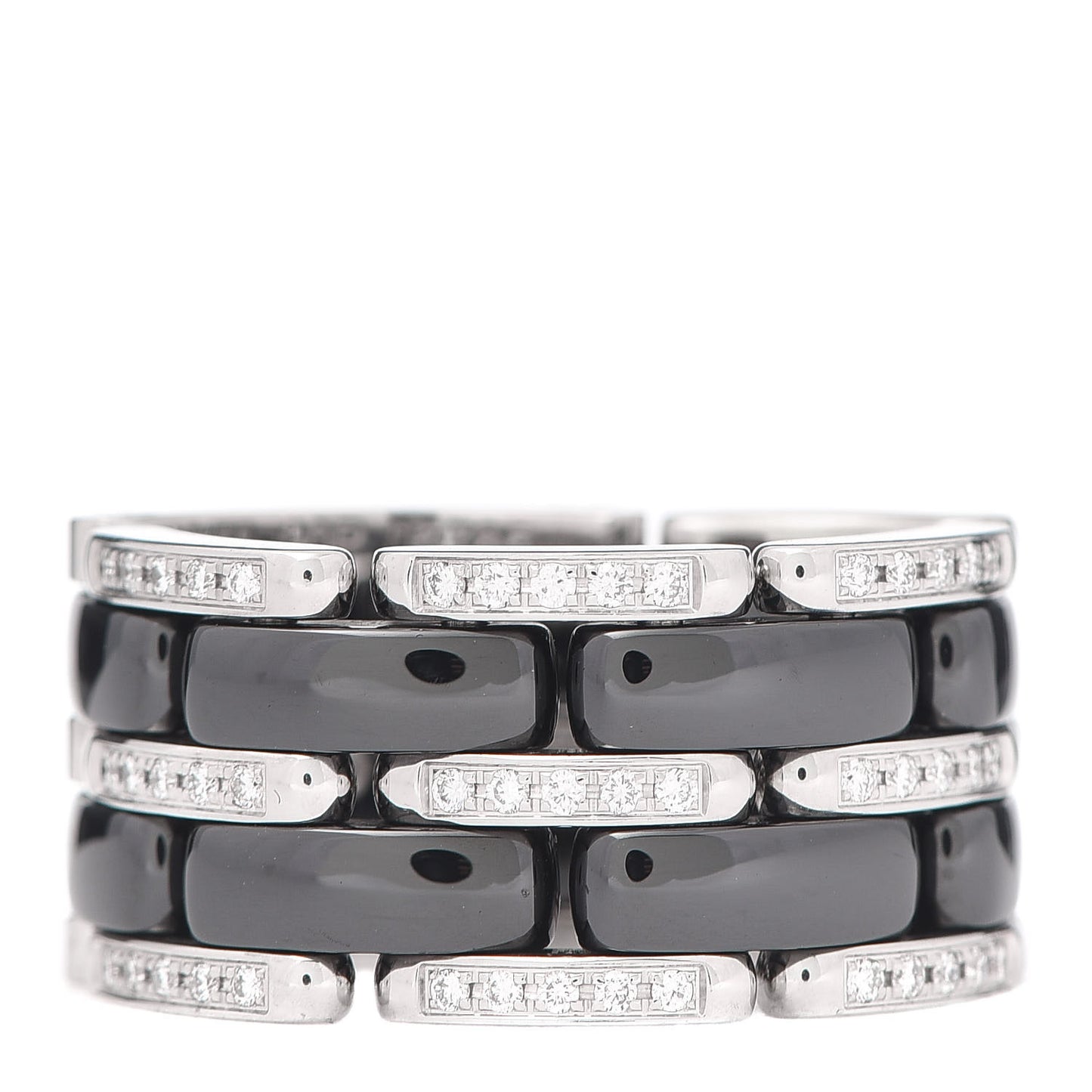 18K White Gold Black Ceramic Diamond Large Ultra Ring 51 5.75