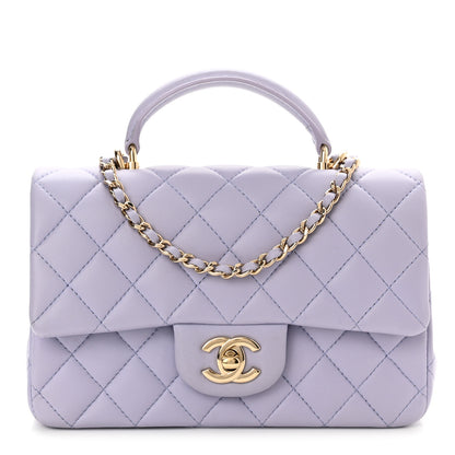 Chanel Lambskin Quilted Mini Top Handle Rectangular Flap Light Purple 1 of 10