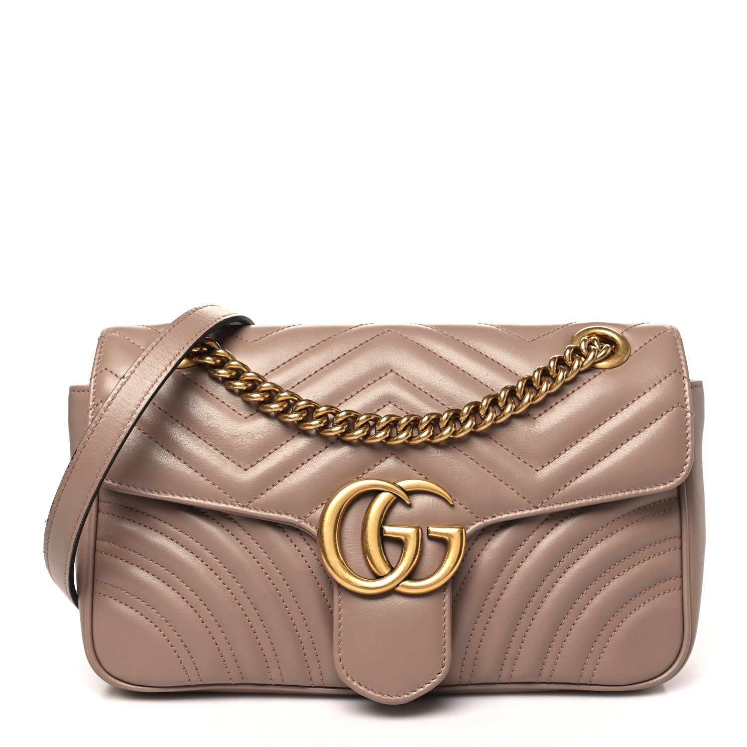 Gucci Calfskin Matelasse Small GG Marmont Shoulder Bag Porcelain Rose 1 of 11