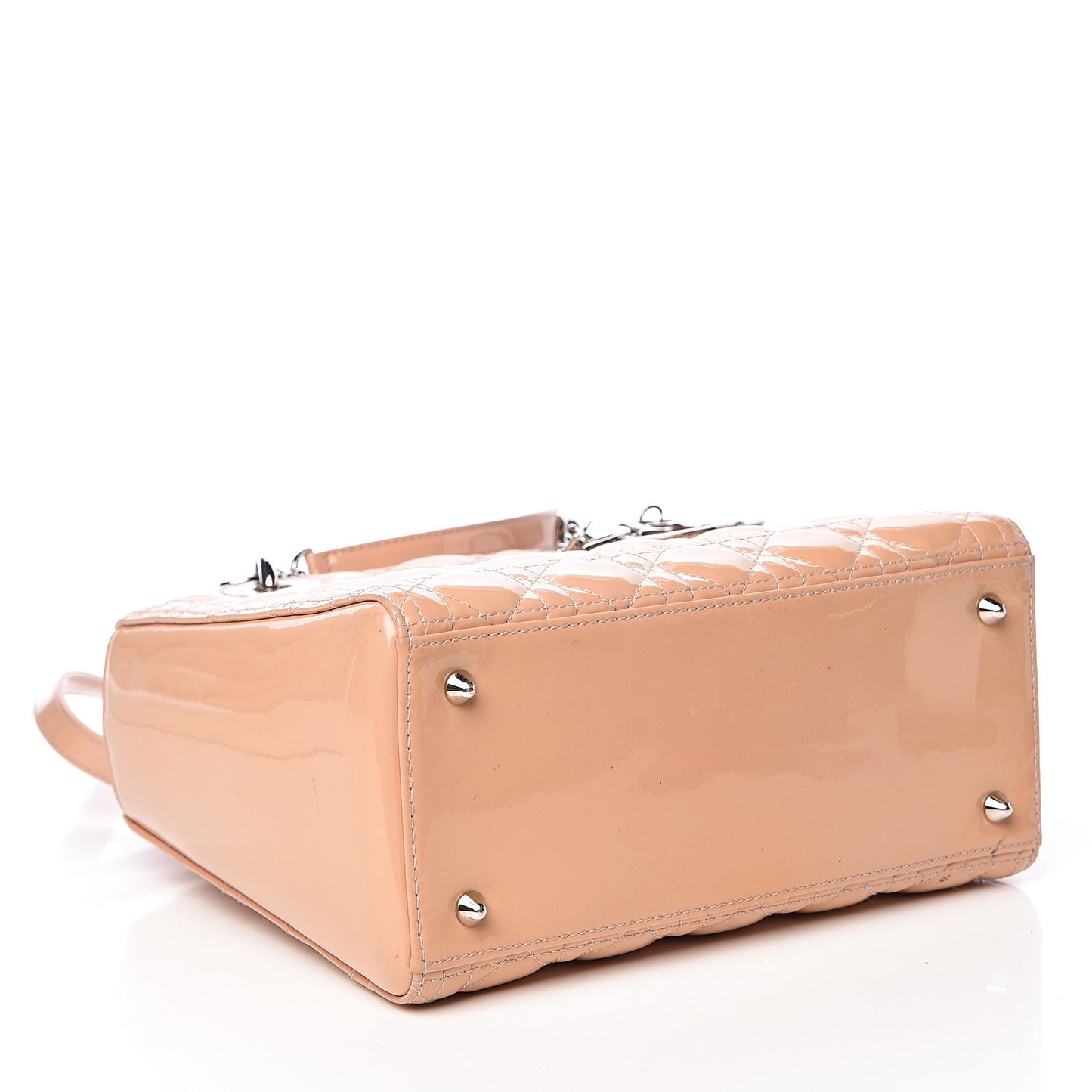 Patent Cannage Medium Lady Dior Beige