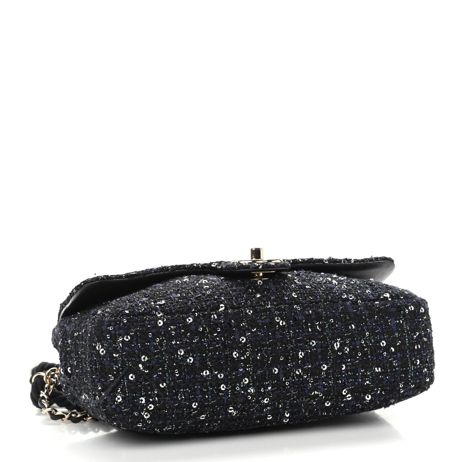 Chanel Tweed Medium Pearl Handle Flap Black Ecru 4 of 15