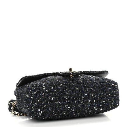 Chanel Tweed Medium Pearl Handle Flap Black Ecru 4 of 15