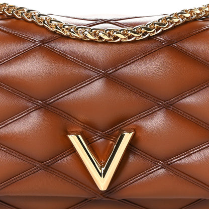 Louis Vuitton Lambskin Malletage Top Handle GO-14 MM Tan 7 of 9