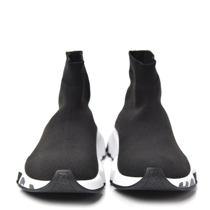 Balenciaga Neoprene Knit Womens Speed Graffiti Sneakers 38 Black White 2 of 6