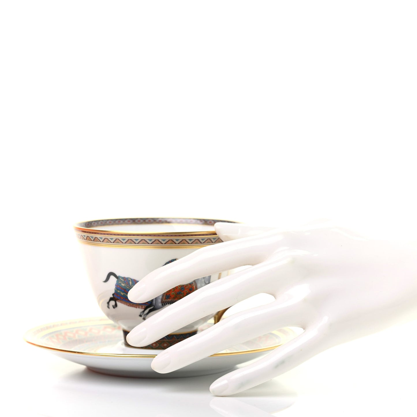 Porcelain Cheval d'Orient Tea Cup and Saucer Set of 2