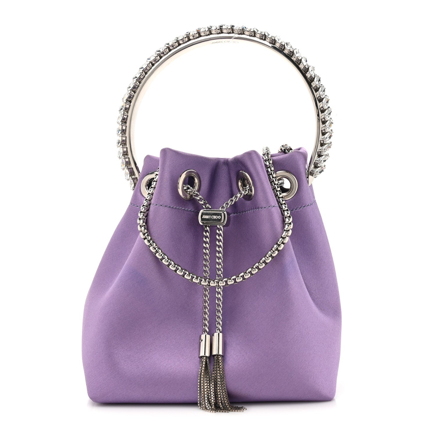 Jimmy Choo Satin Crystal Embellished Bon Bon Bag Wisteria 1 of 11