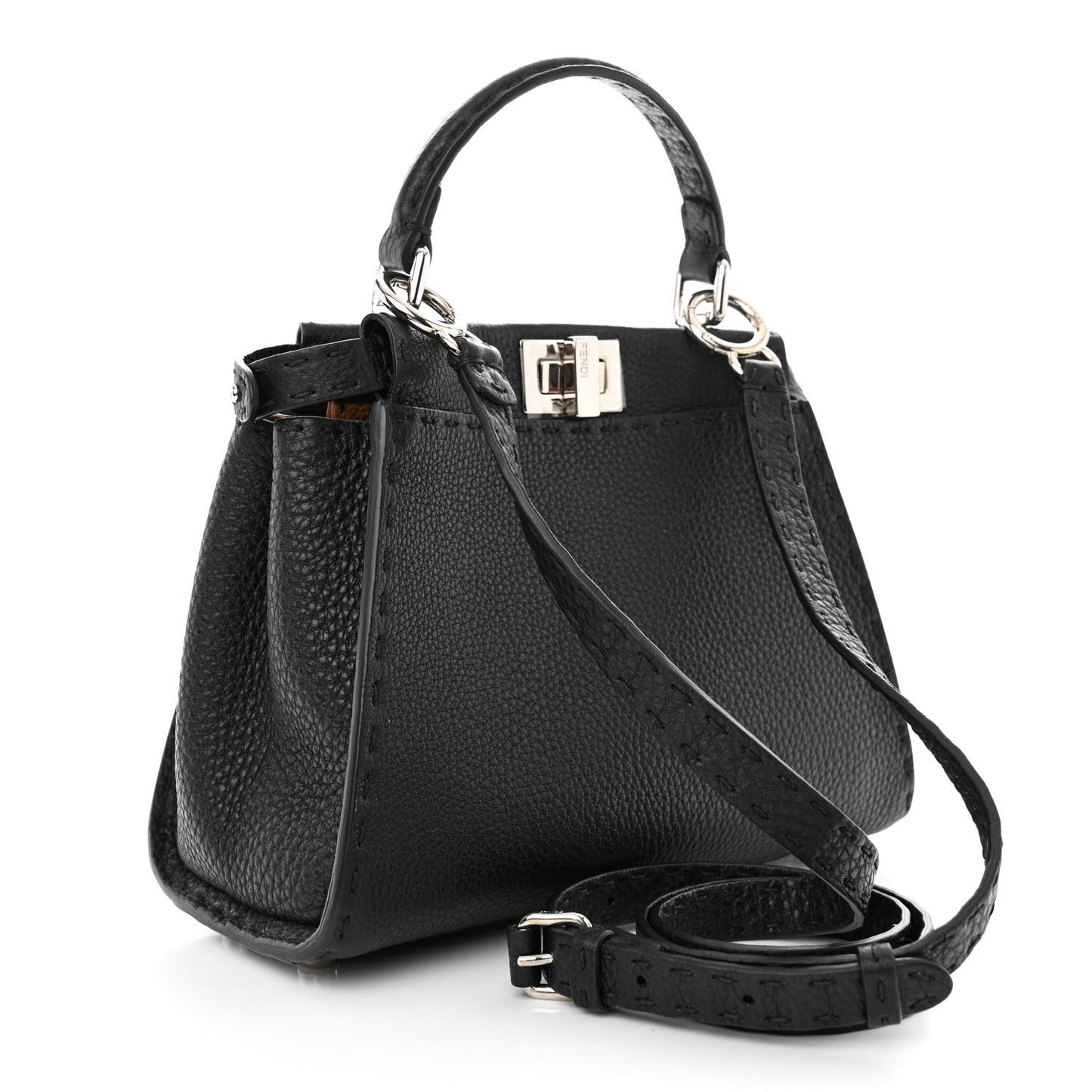 Cuoio Romano Selleria Bi-Color Mini Peekaboo Iconic Satchel Black Mou