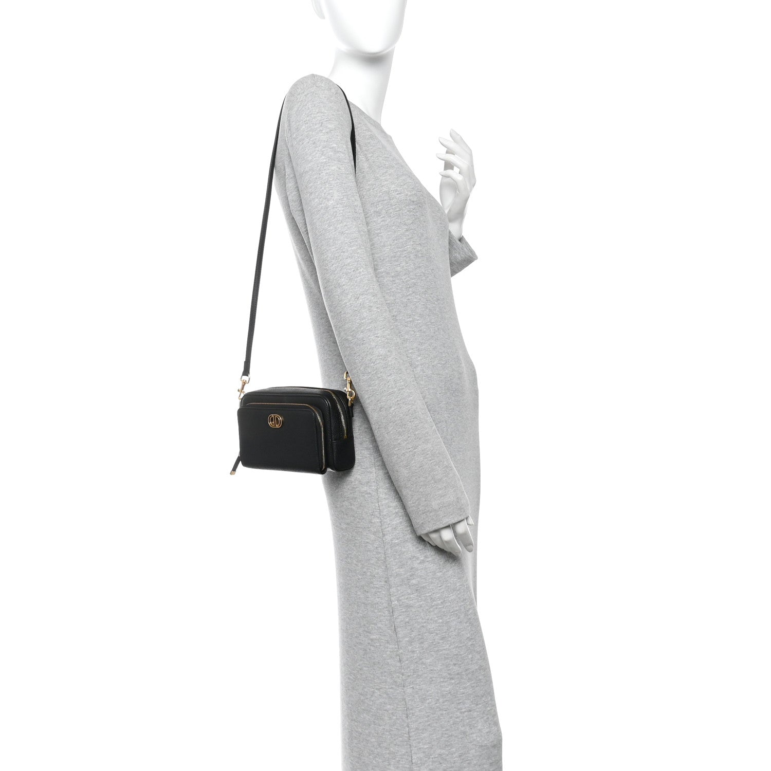 Christian Dior Grained Calfskin Caro Double Pouch Black 2 of 10