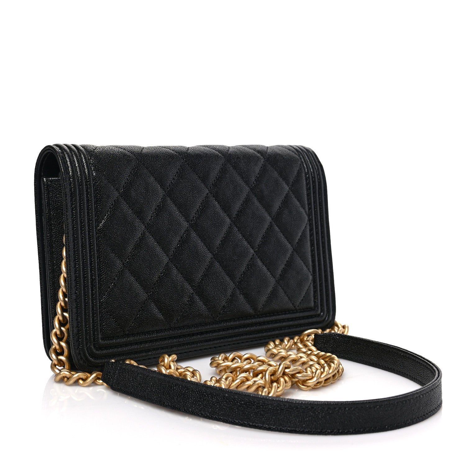 Chanel Caviar Quilted Boy Wallet On Chain WOC Black 3 of 9
