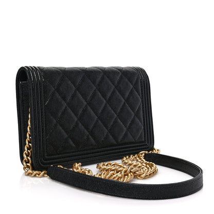 Chanel Caviar Quilted Boy Wallet On Chain WOC Black 3 of 9