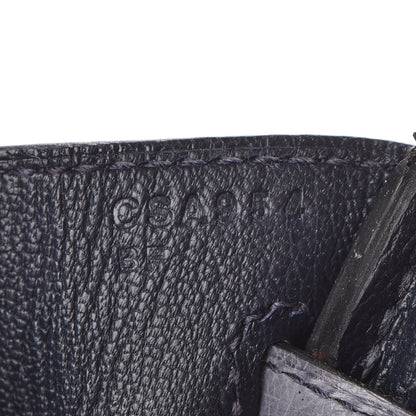 Hermes Ostrich Horseshoe Birkin 25 Gris Agate Bleu Marine 26 of 43